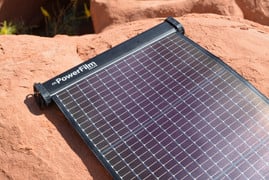 LightSaver Max deployed on an orange colored rock