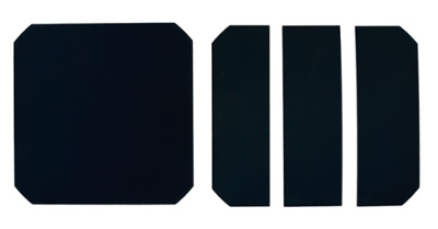 Cut and whole crystalline silicon solar cells