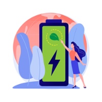 animated woman pointing at a leaf on a large battery icon