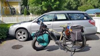 Subaru and eBike next to each other