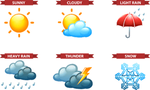 Illustrated versions of various types of weather