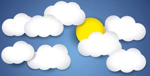 Illustration of the sun behind clouds