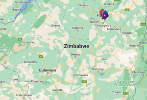 Zimbabwe on a map