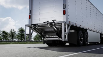 Liftgate on the back of a semi trailer