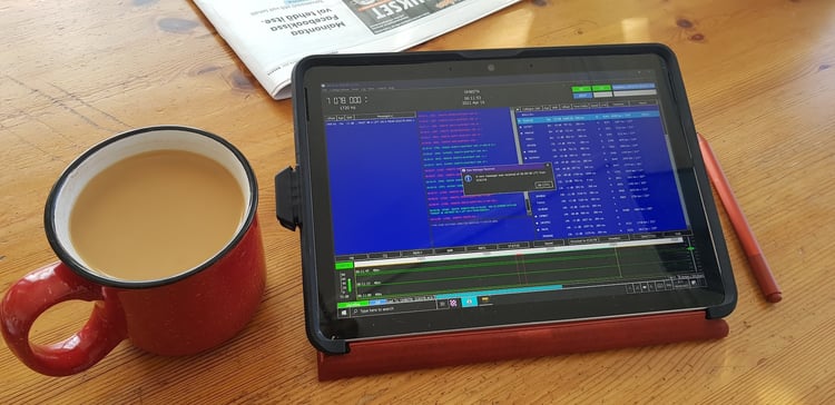 Small tablet computer used for digital modes and logging in a portable solar-powered amateur radio station.